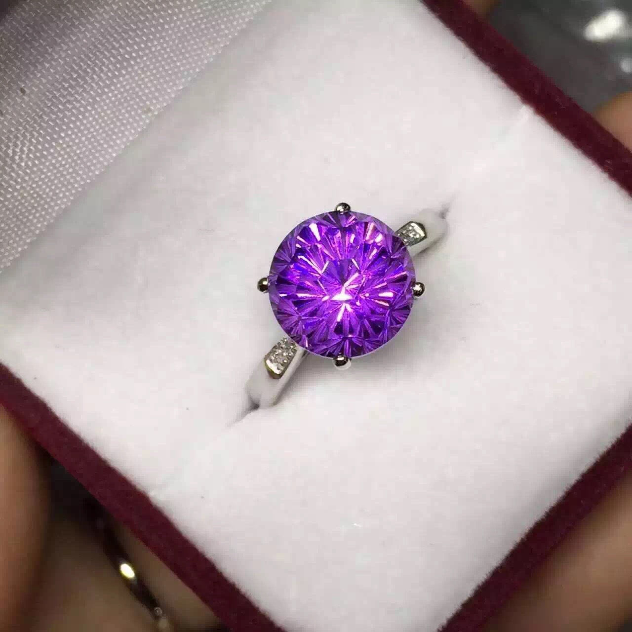 New Beautiful Fireworks Craft Ring 925 Silver Amethyst Fireworks Turner. Birthday Gift. Partner Gift.