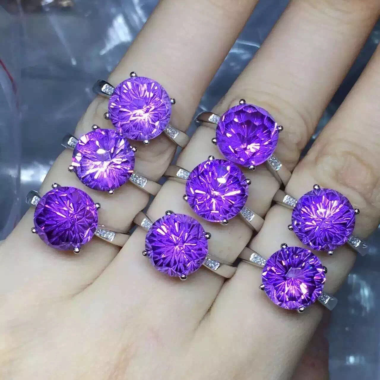 New Beautiful Fireworks Craft Ring 925 Silver Amethyst Fireworks Turner. Birthday Gift. Partner Gift.