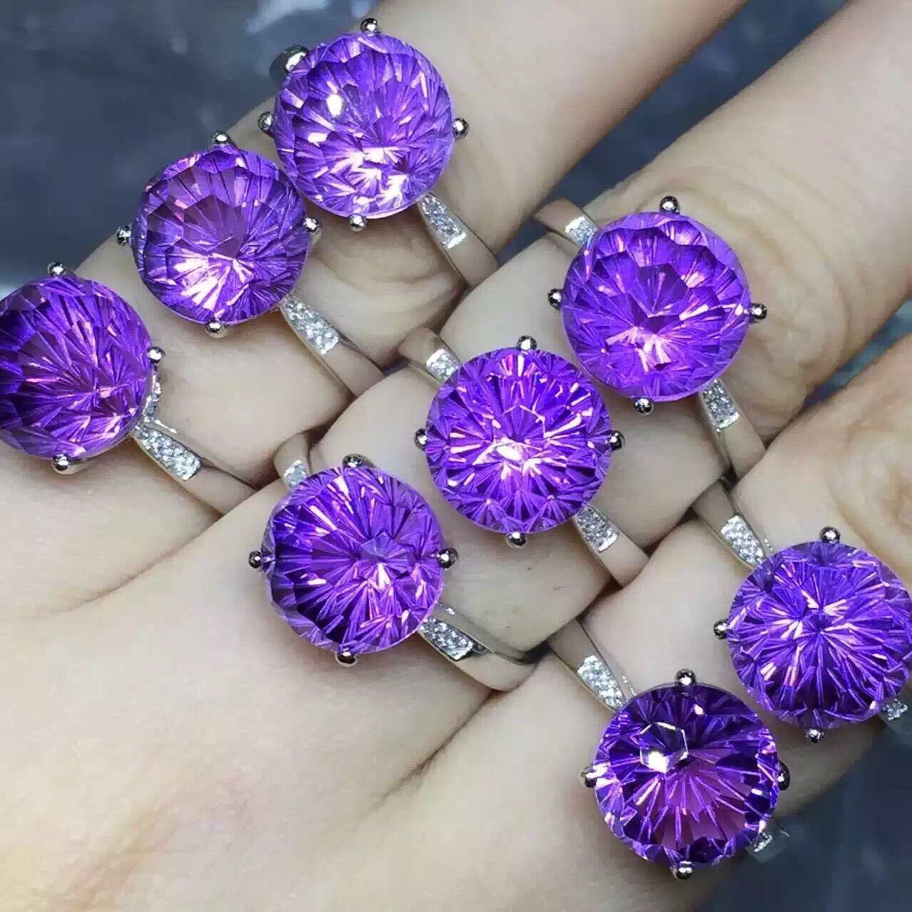 New Beautiful Fireworks Craft Ring 925 Silver Amethyst Fireworks Turner. Birthday Gift. Partner Gift.