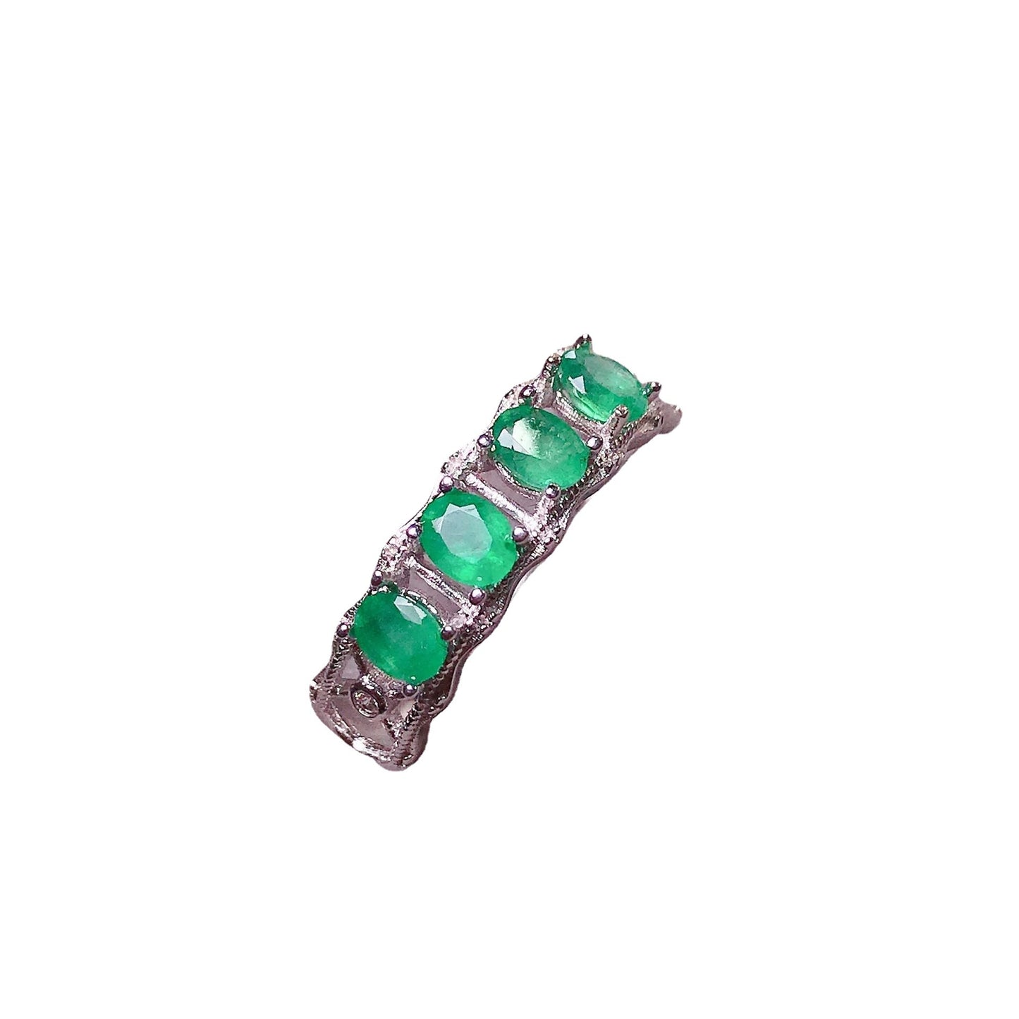 Emerald Ring Natural Colombian Emerald Ring 925 Silver Inlaid Emerald Wholesale IdentifiableBirthday gift. Dinner accessories. Couple gift