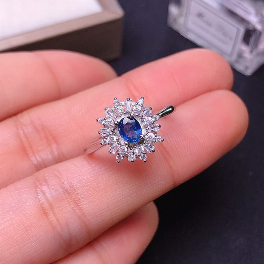 Sapphire Ring 925 Silver Inlaid Natural Color Sapphire Wholesale Live Supply One Piece Dropshipping